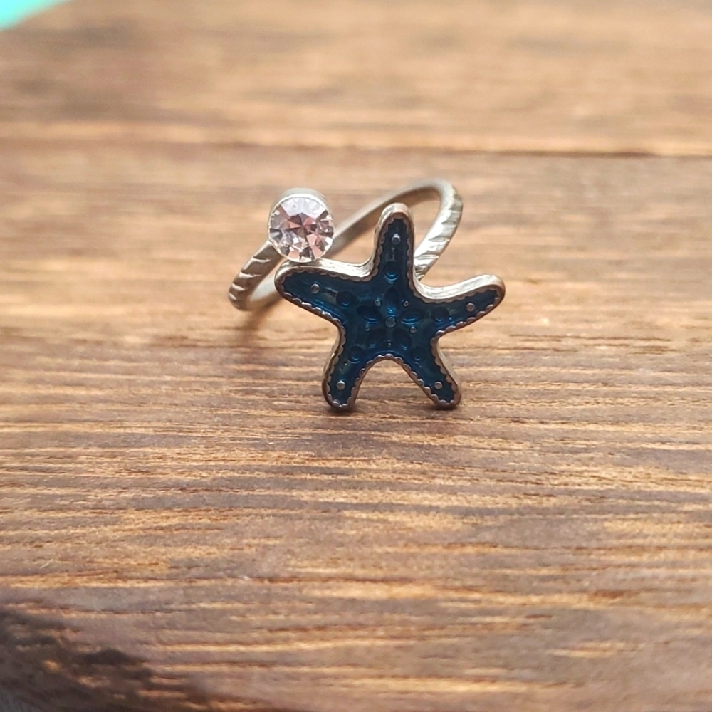 Sterling starfish adjustable‎ ring R415
